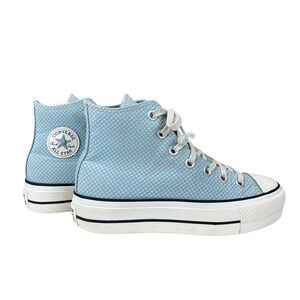 Converse Shoes Womens 6 Chuck Taylor All Star Lift Platform Blue Checkered‎